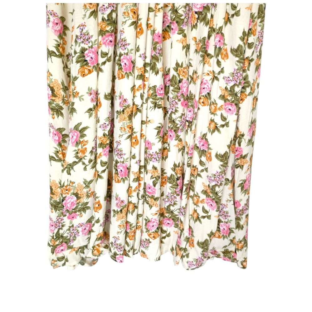 Vintage Ronni Nicole Floral Rayon Midi Dress Short Sleeve Cream Sz 16 NWT 80s - Picture 6 of 15